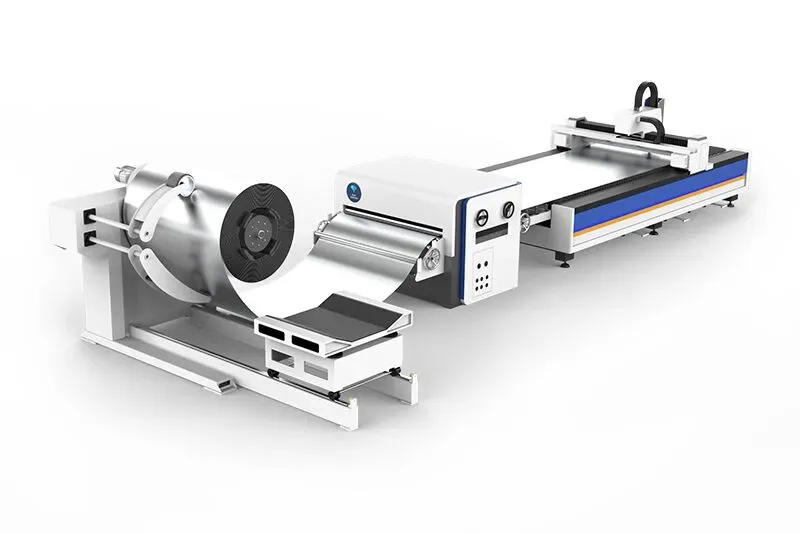 Mașină automată de tăiere Laser cu Bobină de Tablă — vedere de ansamblu